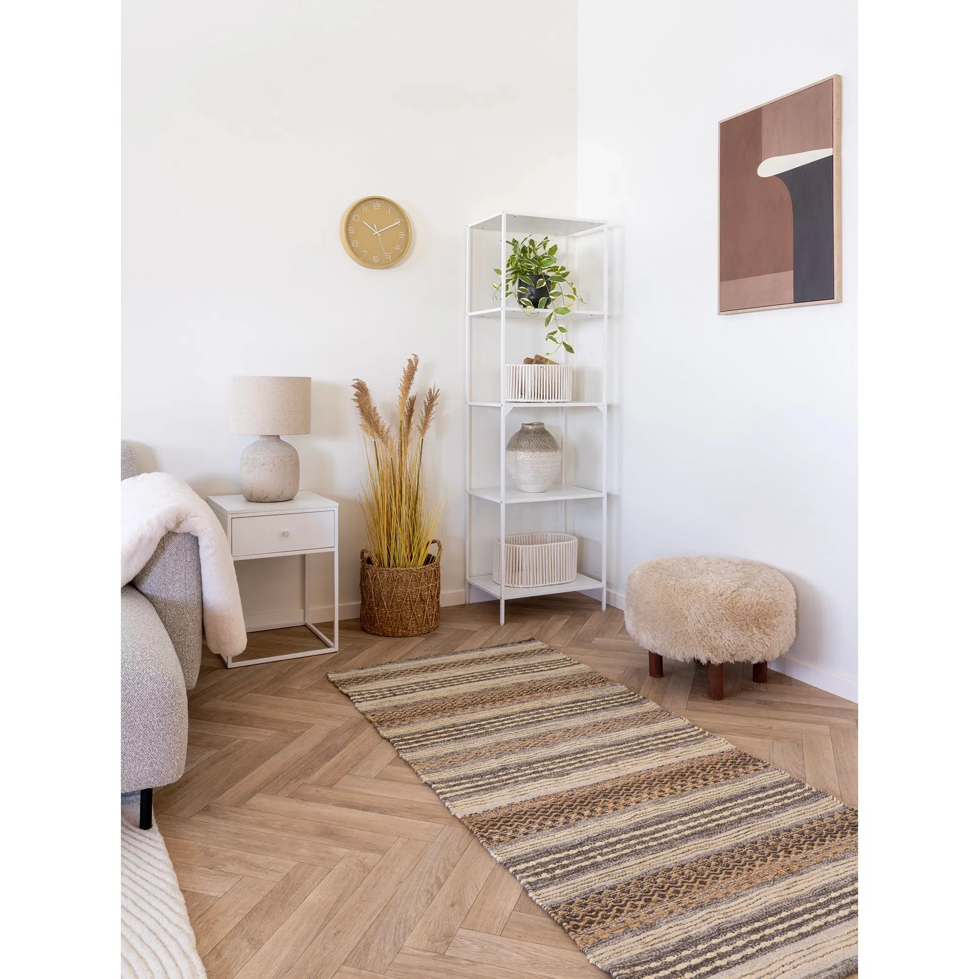 Pufa na drewnianych nóżkach INVERNESS FI 50x33 beżowy, brązowy - 1501118