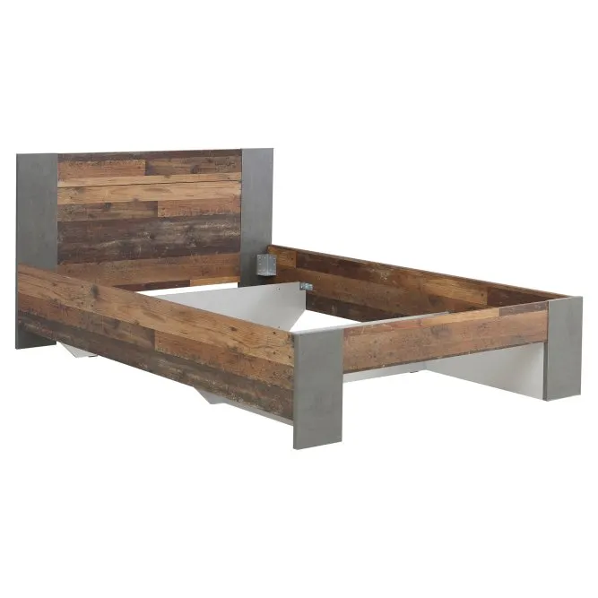 Łóżko z zagłówkiem CLIF 140x200 - old wood vintage, beton