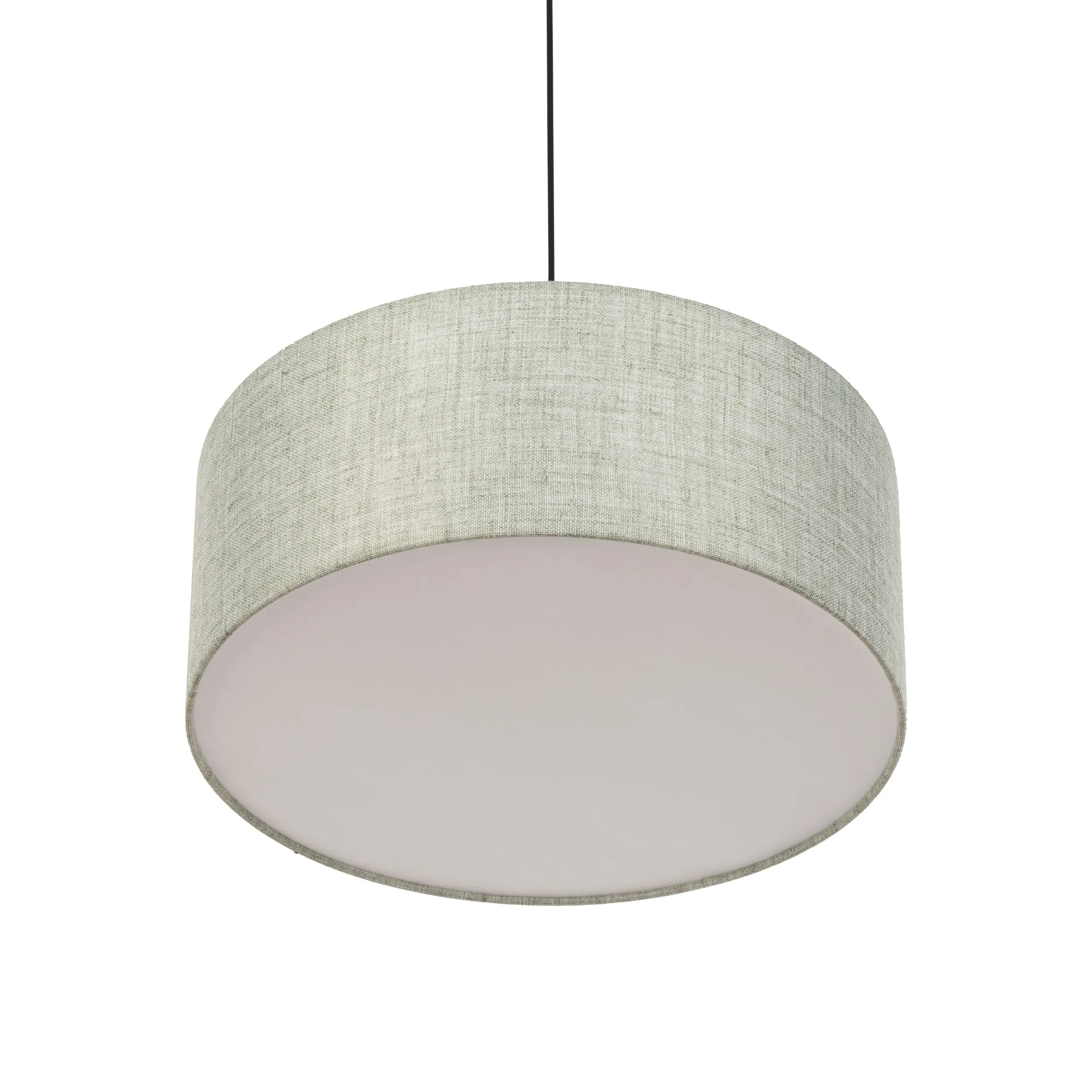 Lampa wisząca EARTH czarna z zielonym okrągłym kloszem z tkaniny biały spód 11x50cm - TK_4657