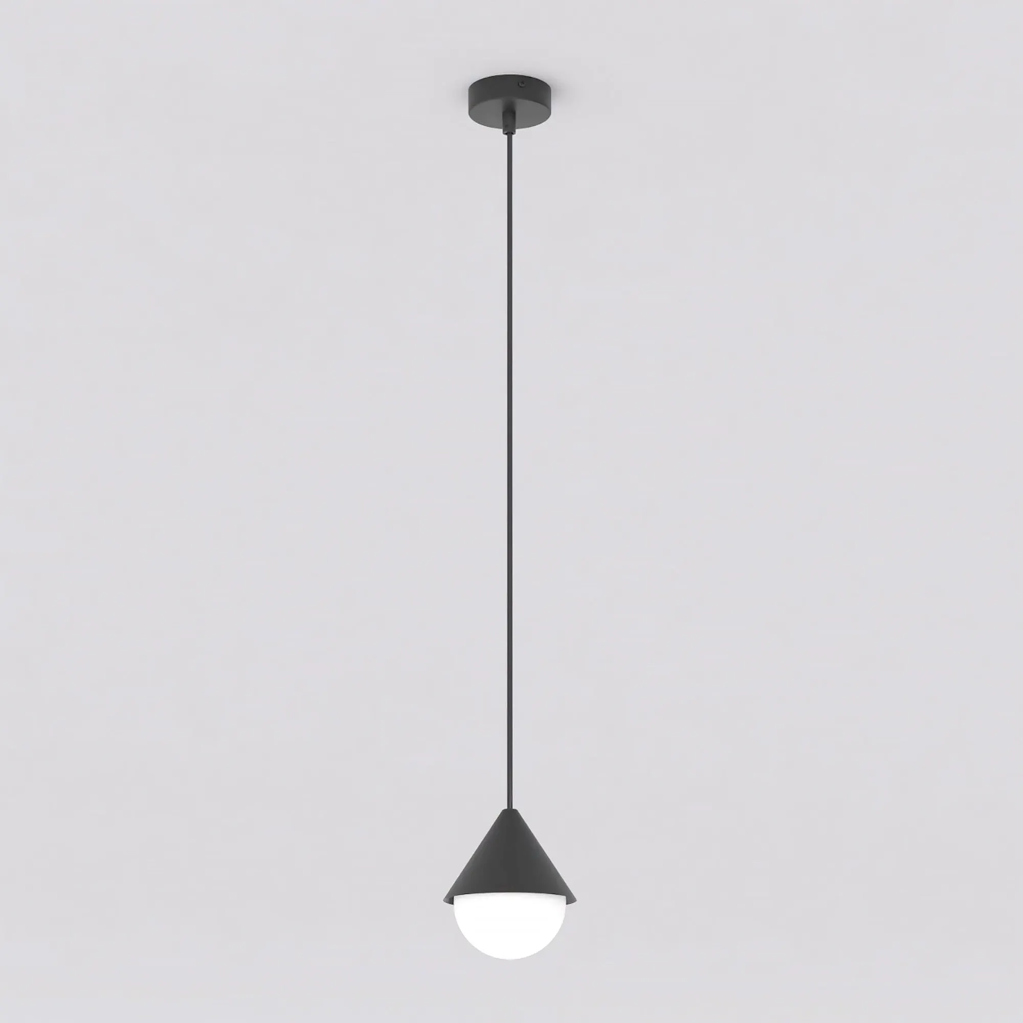 lampa wisząca, pendant lamp, czarna lampa, konstrukcja metalowa, kula świetlna