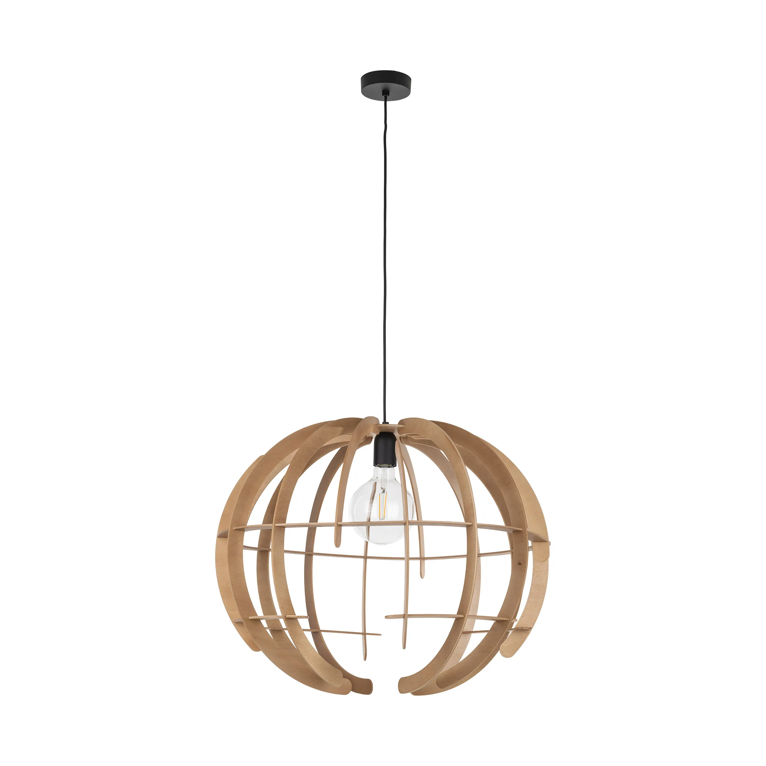 Lampa wisząca VENUS czarna z drewnianym kloszem 180x63cm