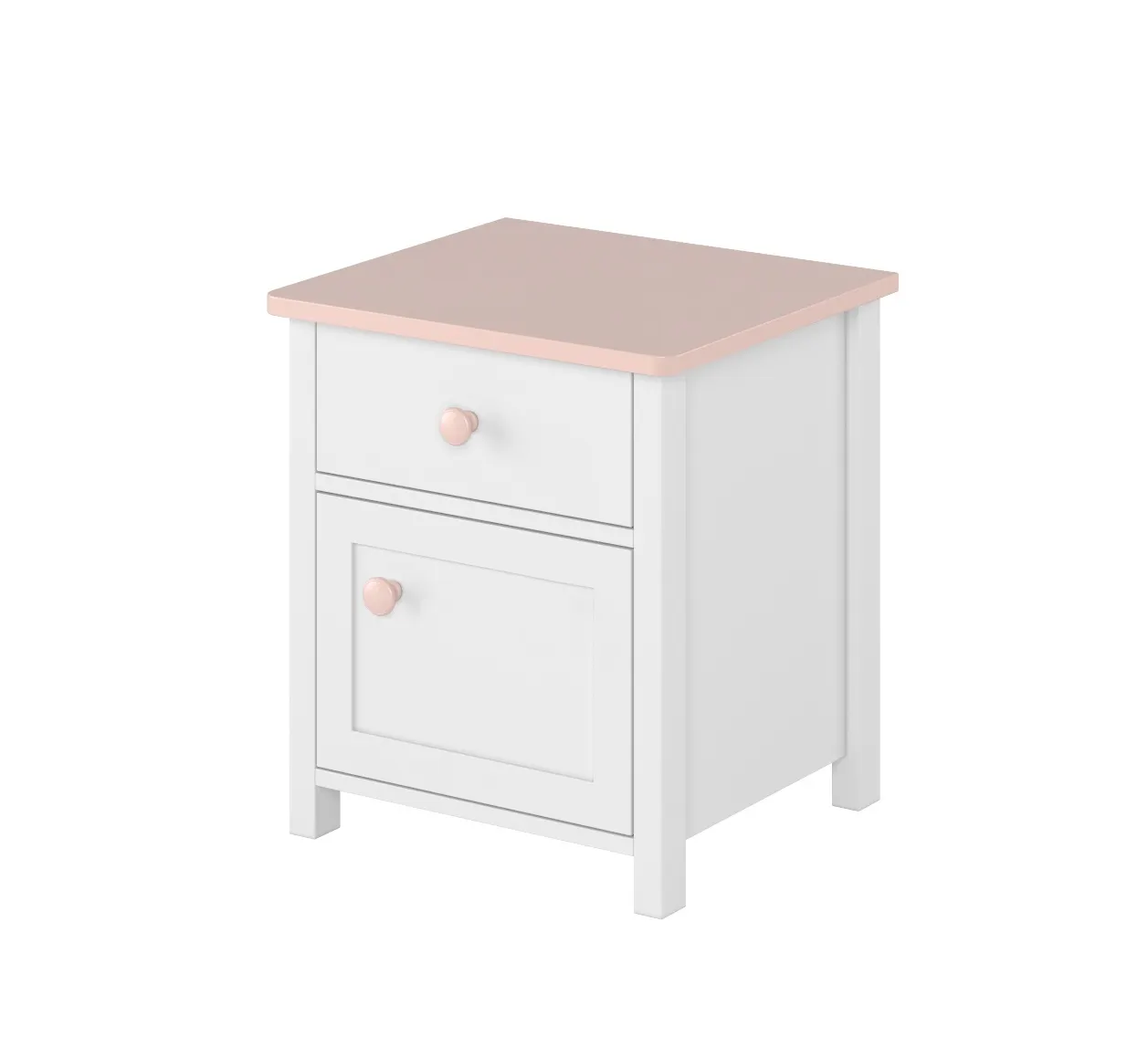 Szafka nocna LUNA LN-07 biało-różowa