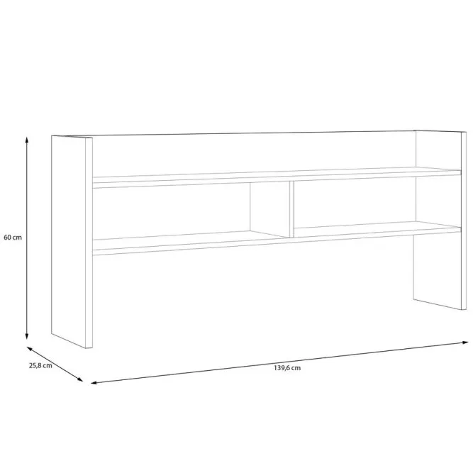 Nadstawka na biurko MODULTRICK 140 cm - biały, dąb artisan - MDUN122-M957