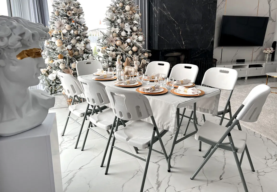 Zestaw 4 szt. krzeseł cateringowych składanych - biały - FE5906480913029