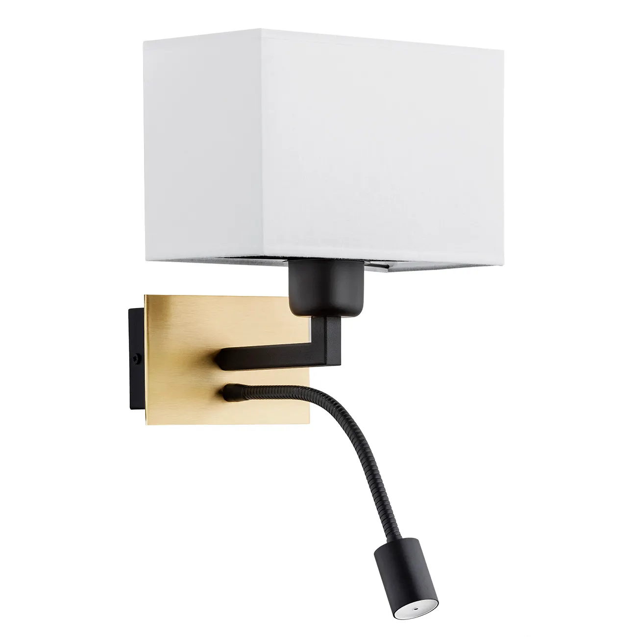 Kinkiet BILL mosiądz szczotkowany czarny biały z regulowaną lampką do czytania - 1040