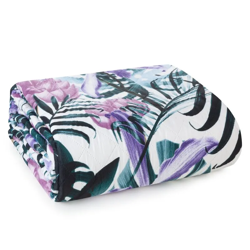 Narzuta z motywem liści D91 MALIBU 200 X 220 cm Biały, Różowy Narzuta z motywem liści D91 MALIBU 200 X 220 cm Biały, Różowy