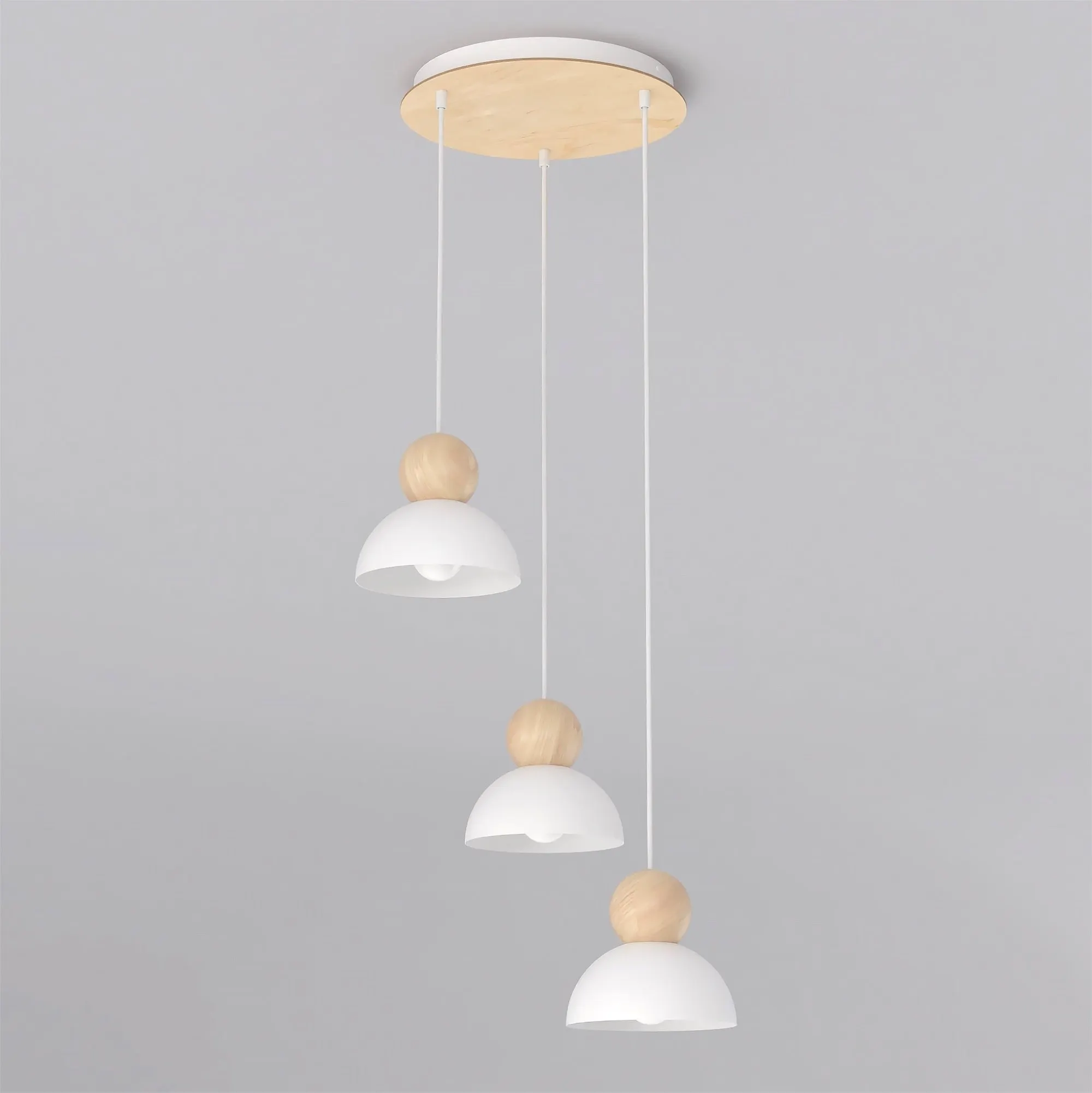 Lampa wisząca KAKI 3Prem biały naturalny - 1677/3PREM