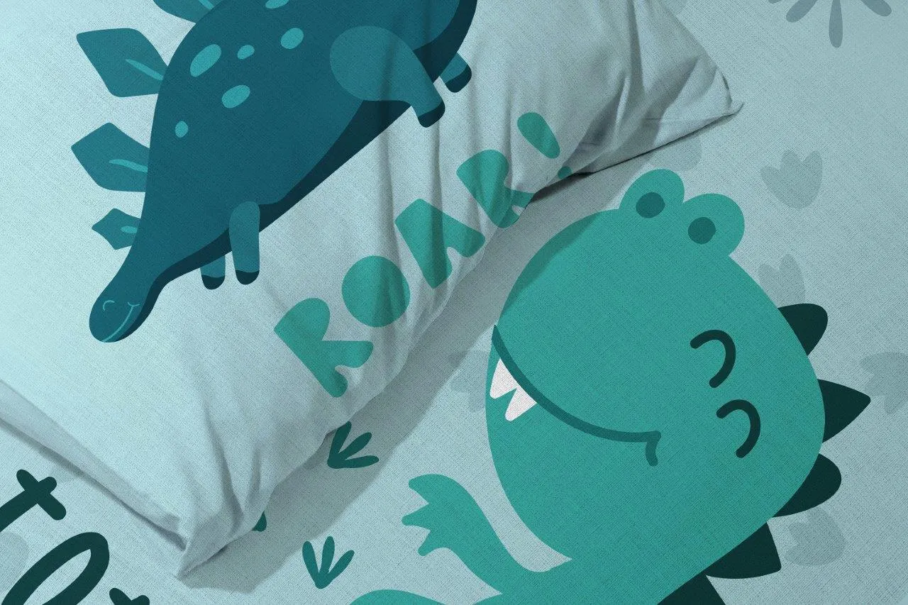 Pościel komplet dla dzieci PRZYTULAKI 019 bawełna 100X135+40X60 DINOZAUR wielokolorowy - FARO_30435