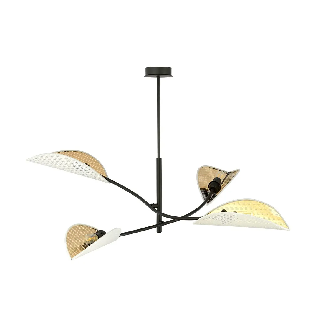 lampa wisząca, kinkietowy żyrandol, metalowy stelaż, półkule/czarna konstrukcja, światło dekoracyjne