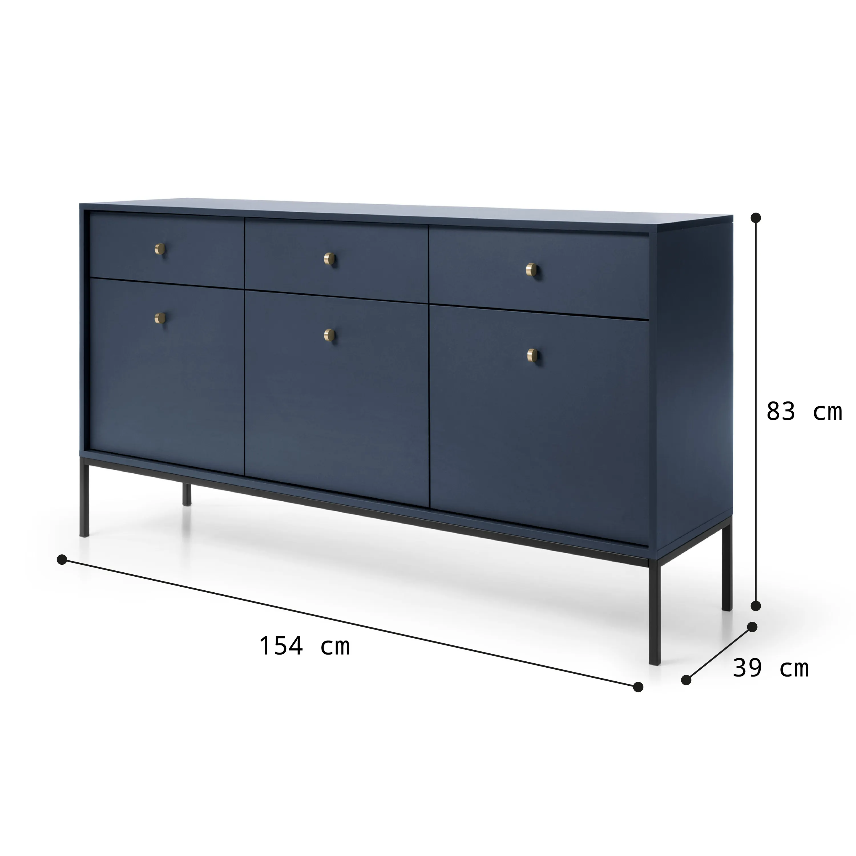 Komoda 3-drzwiowa z 3 szufladami MONO Granatowy, Czarny — zdjęcie 8