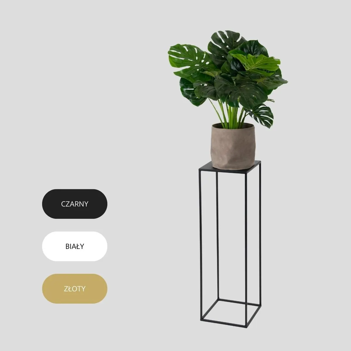 Kwietnik stojący metal drewno BREST L czarny - LD_TZ000156