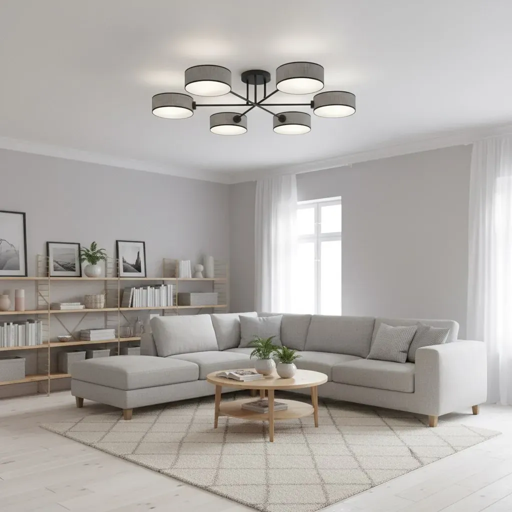 Lampa sufitowa plafon MAGA 6 abażur szara - 1570/6