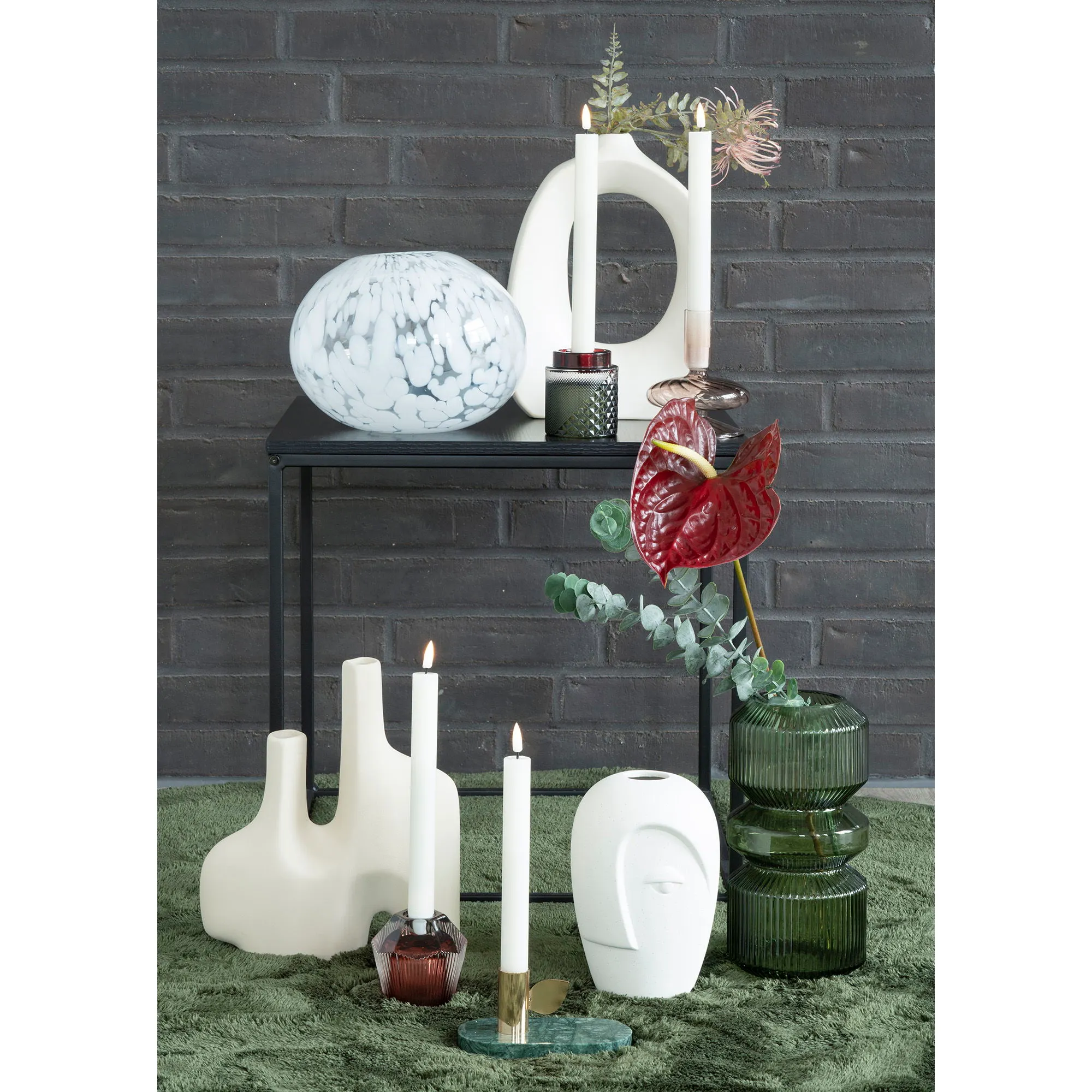 Wazon ze szkła VASE fi12x25 cm zielony transparentny - 4441070