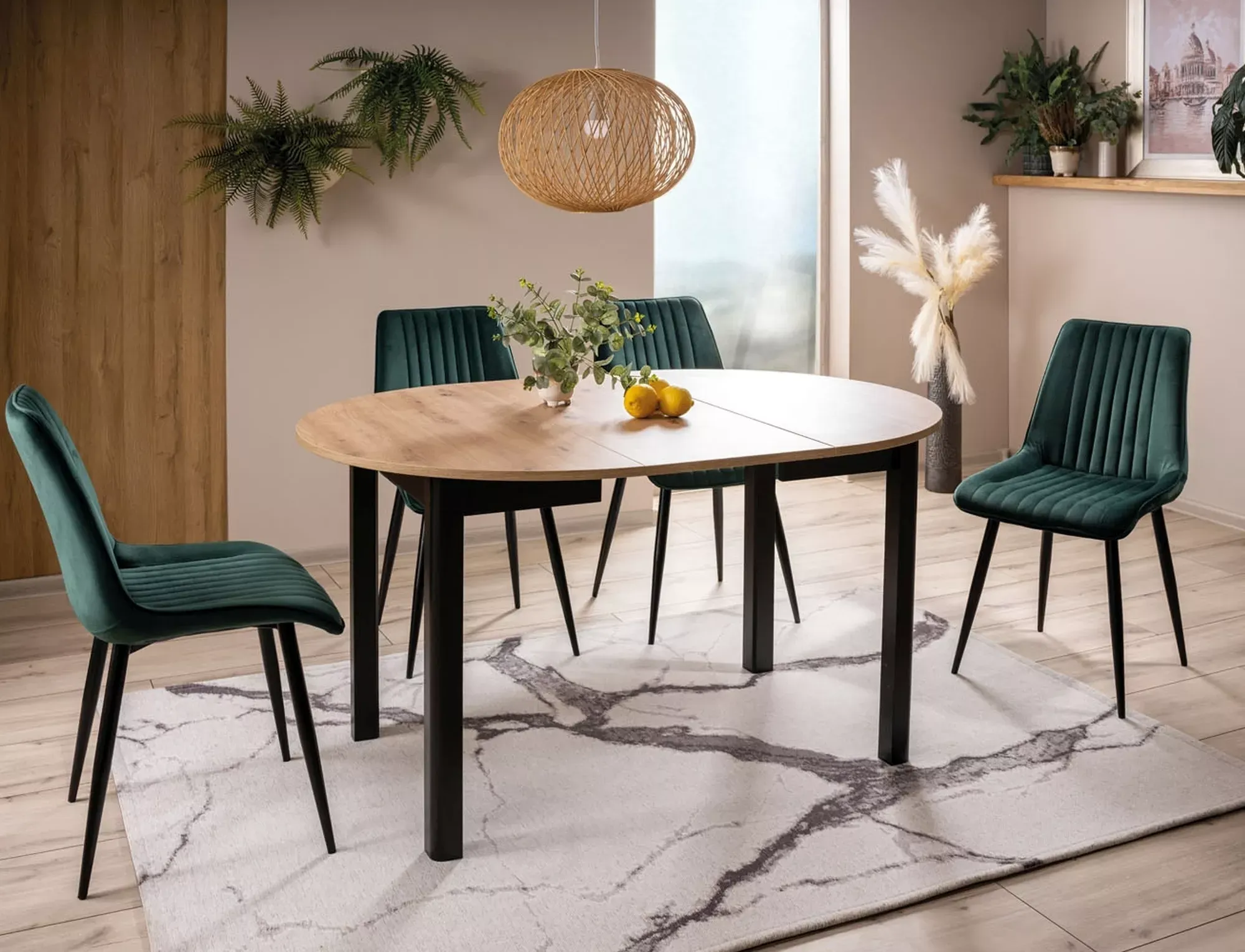 Stół okrągły Dante FI102 dąb artisan, czarny - DANTEDACMFI102