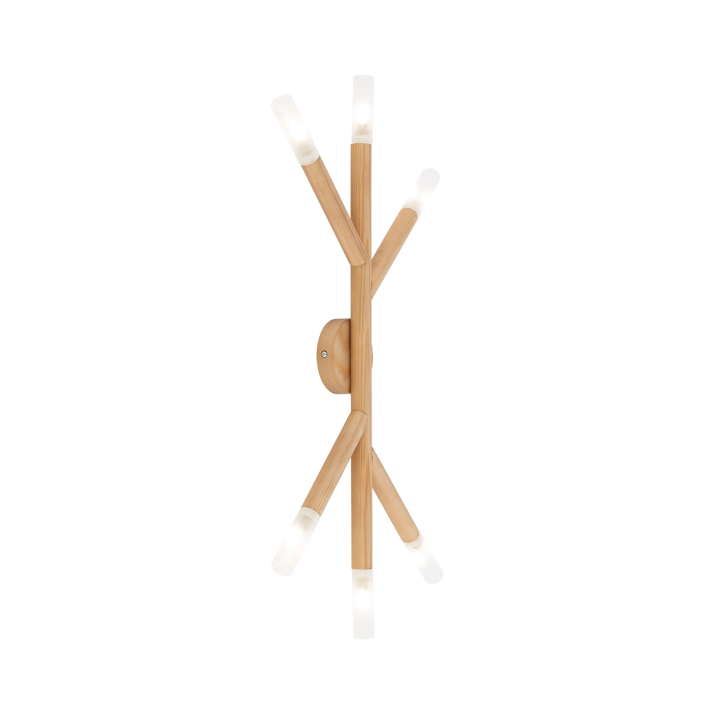 Plafon / Kinkiet NOBLE jasny drewniany z mlecznymi kloszami 66x35x5cm - TK_4525