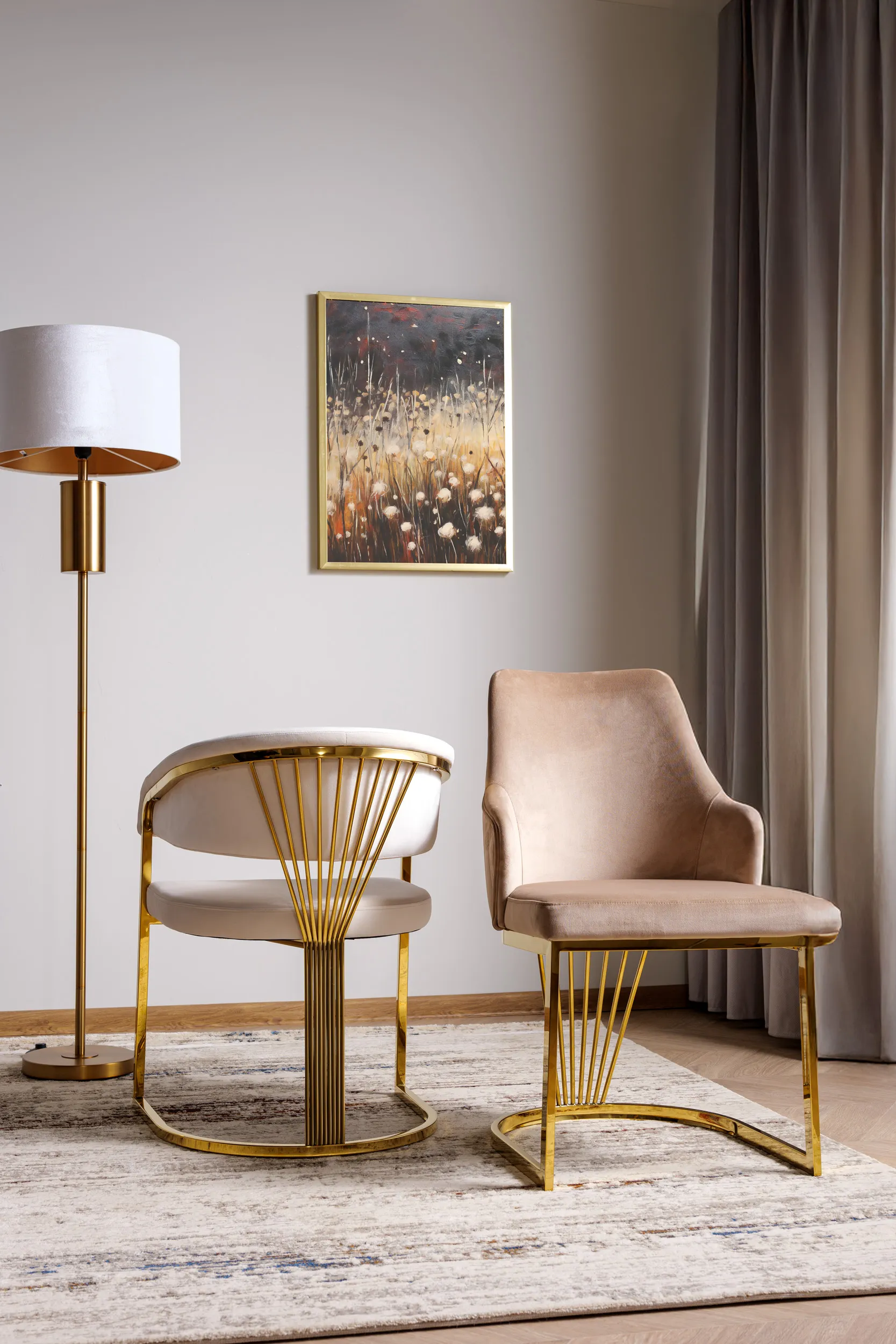 Krzesło ALURE VELVET beżowy/złote nogi - ALUREVZLBE