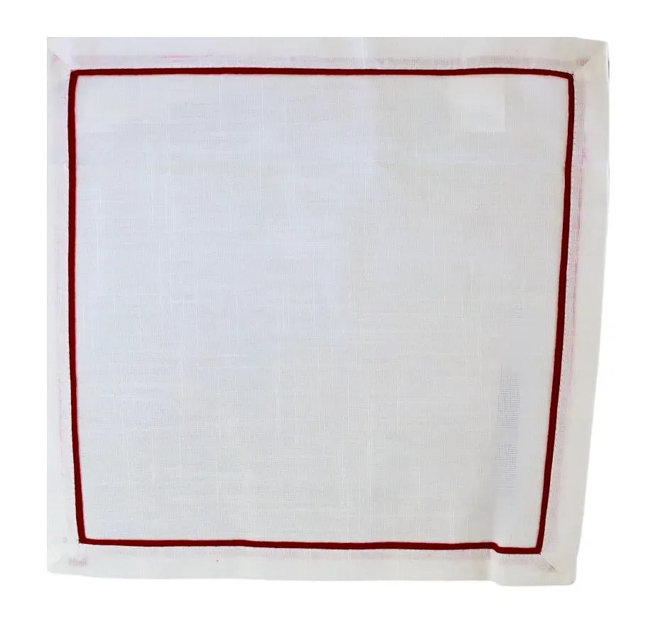 Serwetka z czerwoną lamówką 40X40CM biała Serwetka z czerwoną lamówką 40X40CM biała