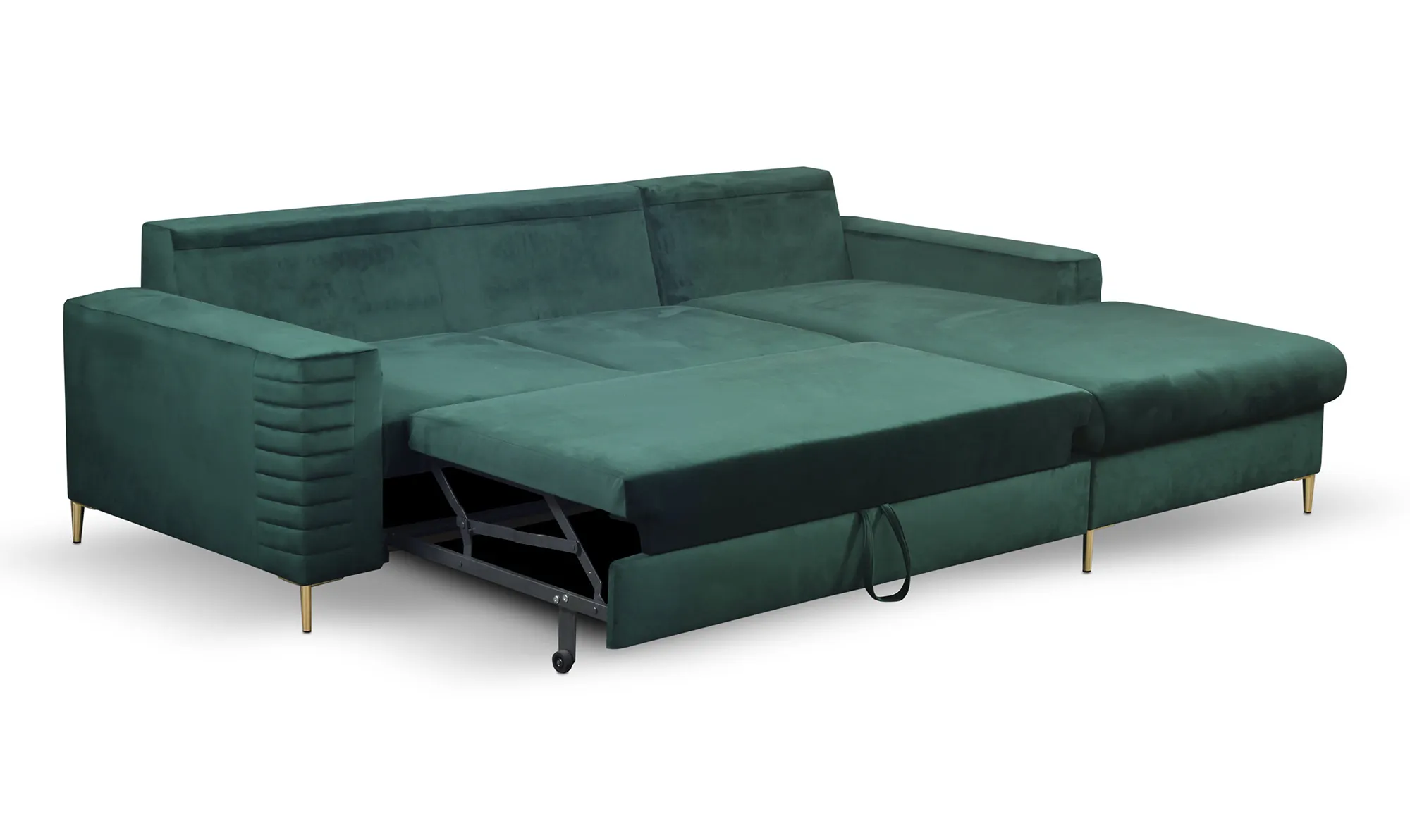 Narożnik rozkładany z pojemnikiem COLLIN VELLUTO 253 cm prawy ciemnozielony - COLILIN_NAR_VELLUTO27_P