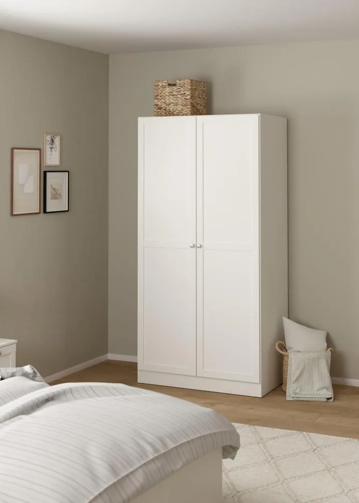 Szafa 2-drzwiowa BILLUND 99 cm biała - TV_680544949
