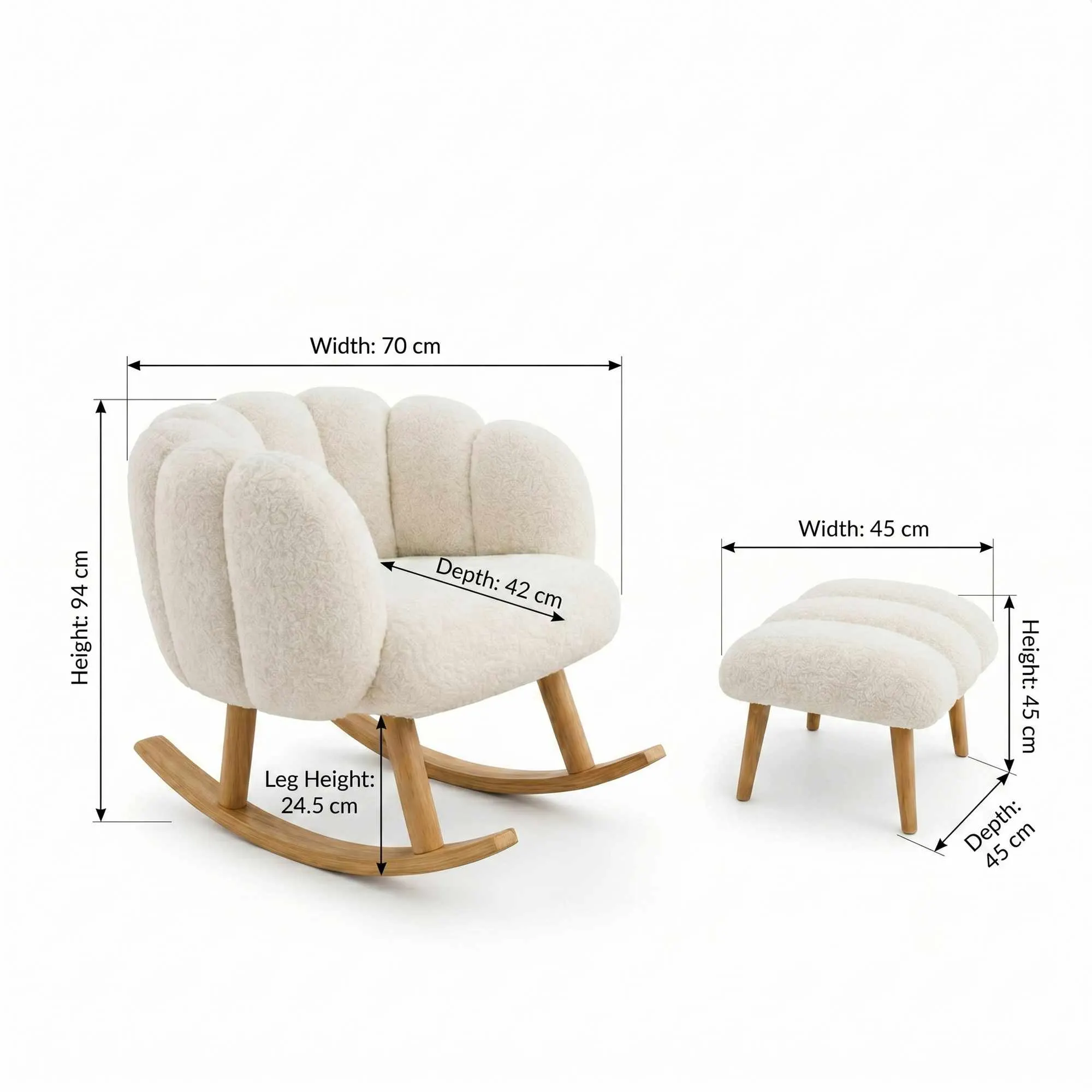 fotel bujany, drewniane nóżki, skandynawski design, pufa i fotel, sofa fotel