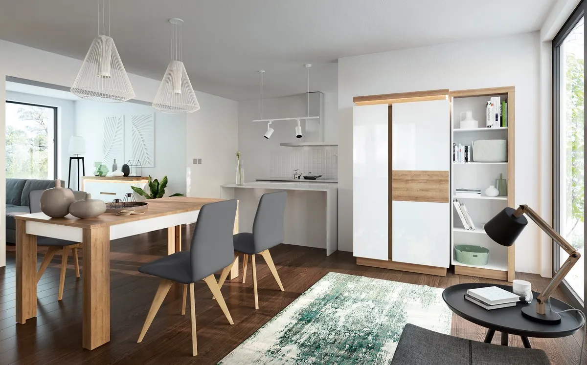 STÓŁ ROZKŁADANY 90(180)X90 LYON LYOT05 DĄB RIVIERA JASNA / BIAŁY HG - 6001088000045