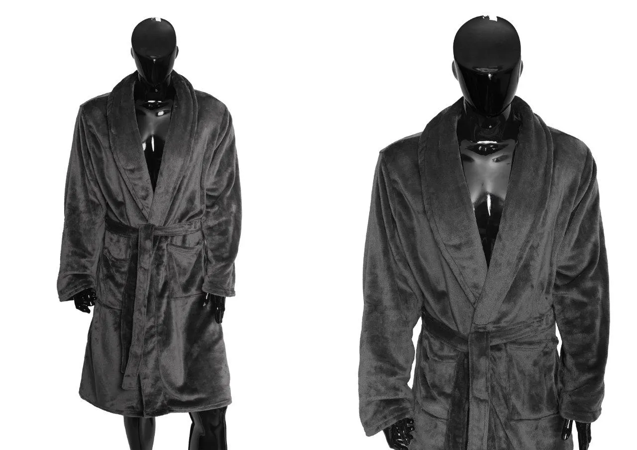 Szlafrok COMFORT KING XXL flanelowy 230gsm popielaty Płaszcz, Moda, Kurtka, Mężczyzna, Osoba