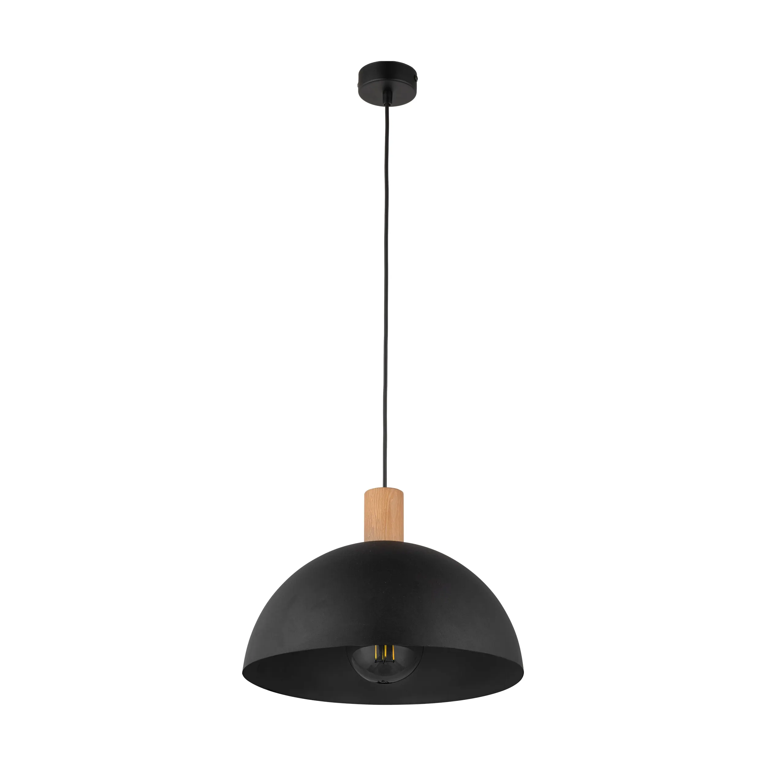 Lampa wisząca OSLO czarna z drewnianym elementem 170x33cm