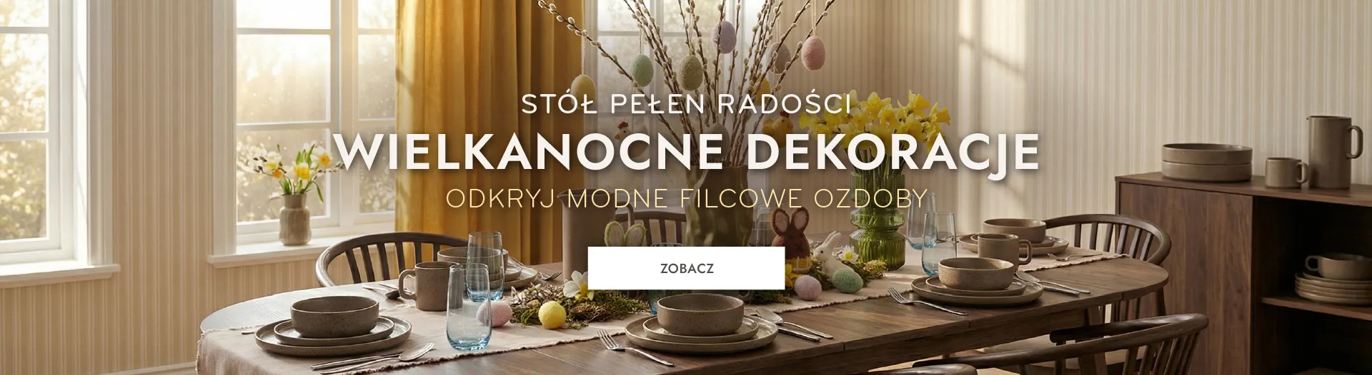 stół, dekoracje, wielkanoc, naczynia, ustawienie stołu