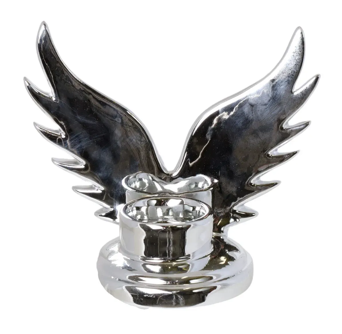 Świecznik ceramiczny ZE SKRZYDŁAMI srebrny Świecznik ceramiczny ZE SKRZYDŁAMI srebrny