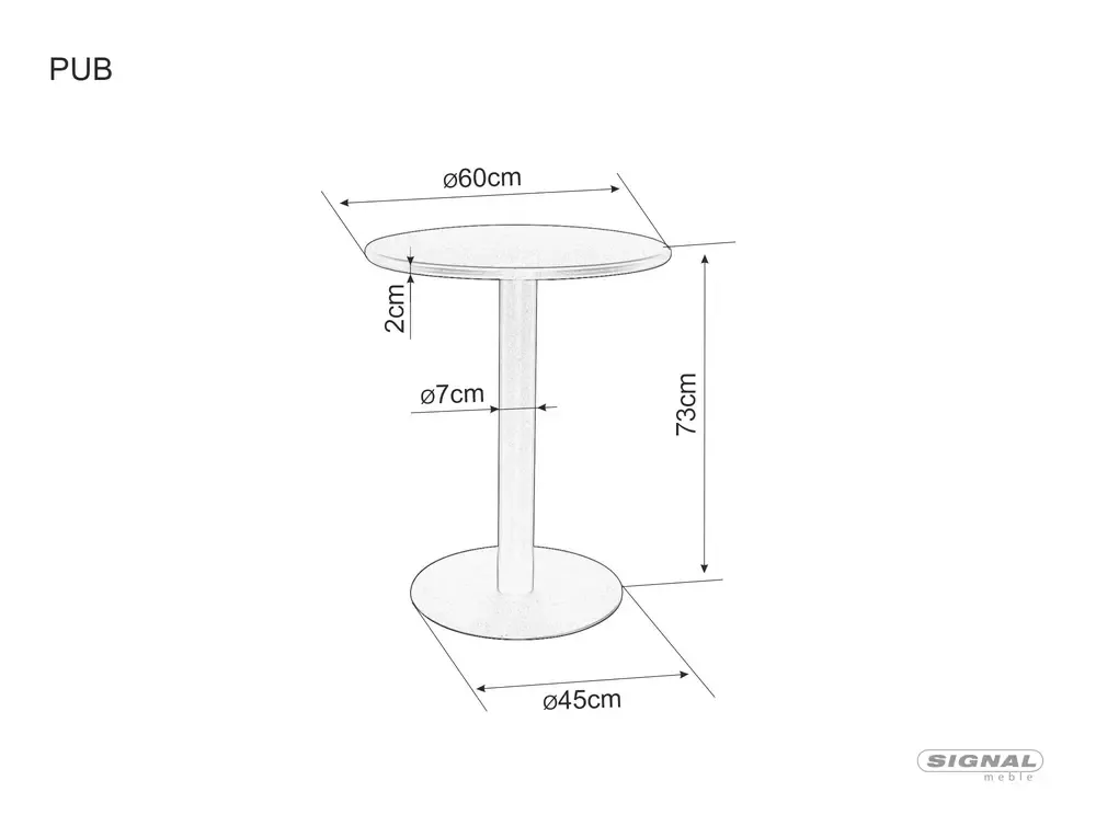 STÓŁ BAROWY PUB CZARNY FI60 Okrągły - PUBC
