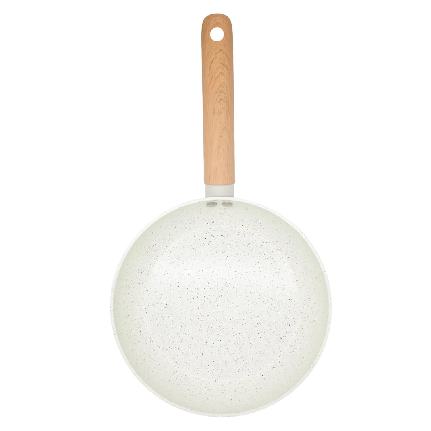 image patelnia, patelnie, drewniana rączka, kolor beżowy, powłoka ceramiczna