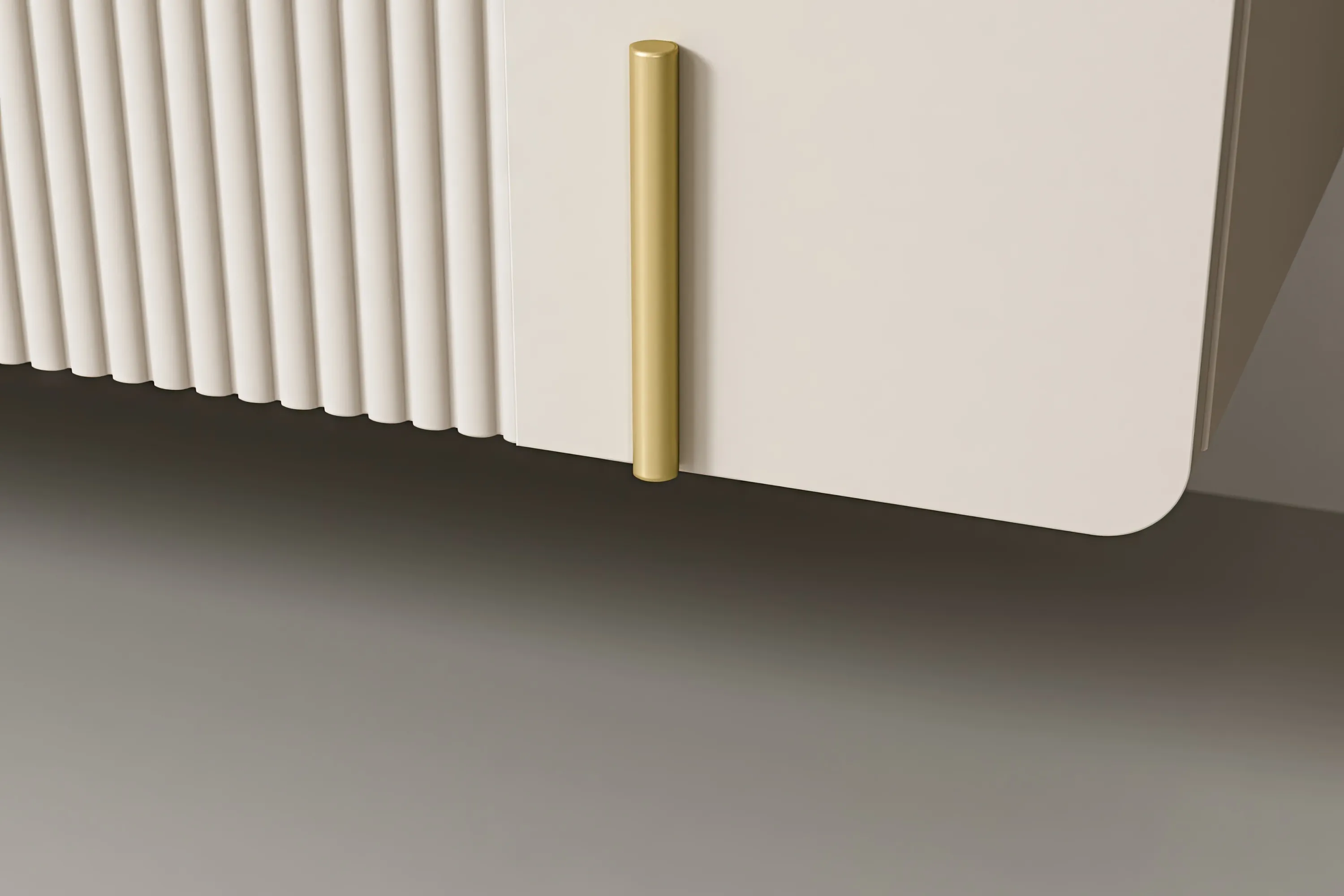 Szafka RTV wisząca MALMI 2-drzwiowa z 2 szufladami 200cm - kaszmirowy - złoty - B_167031