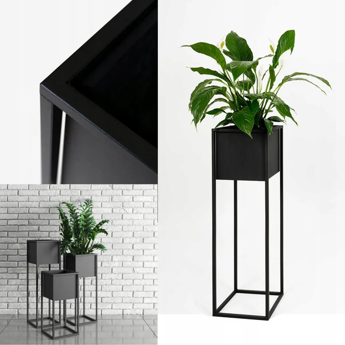 DONICZKA-osłonka na donice metalowa MONACO M czarna - LD_TZ000033