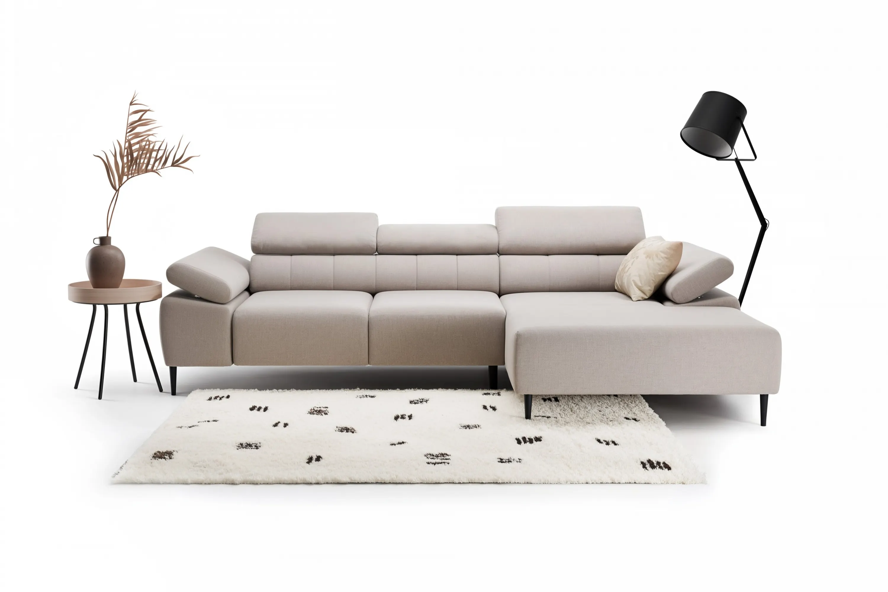 Narożnik prawostronny TALORIA MINI (Maya 01) 290x180 cm elektrycznie wysuwane siedzisko beżowy - B_162490