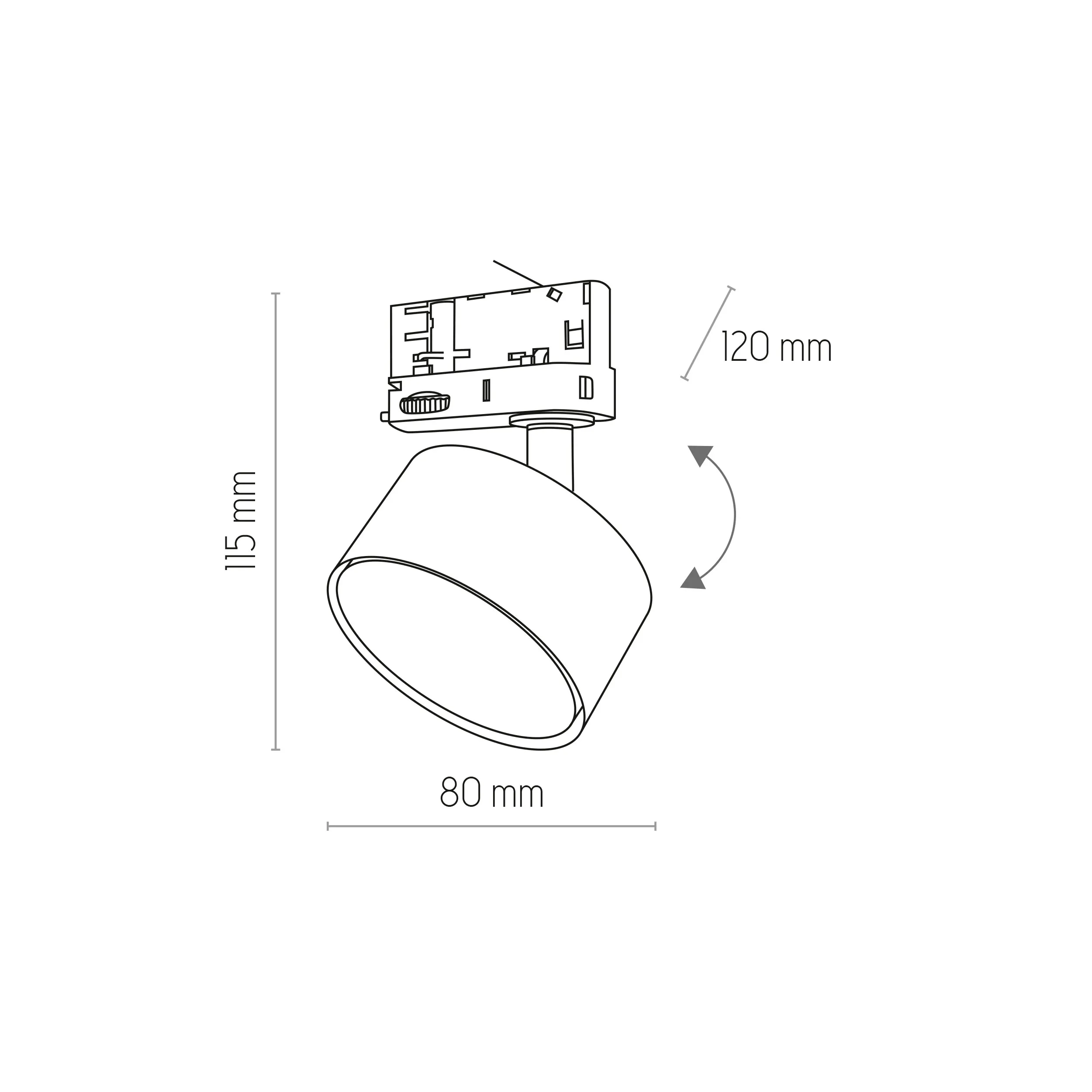 Lampa listwowa TRACER LED 8W czarna z chromowanym elementem okrągła trójobwodowa regulowana 12x11x8cm - TK_6062