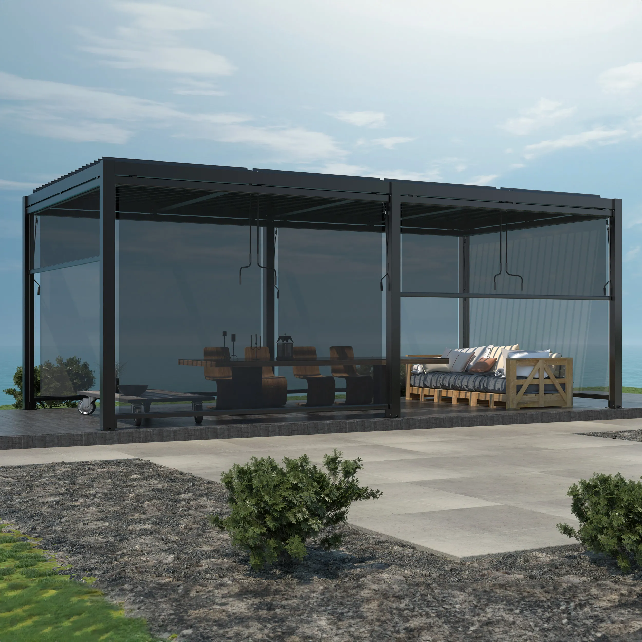 Pergola LUXE 5.8x3m antracyt z LED - MI_5905610251277