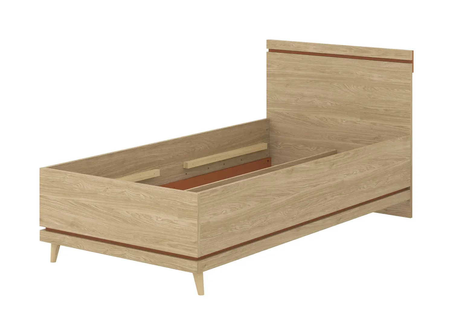 Łóżko z zagłówkiem SCANDI 34 100cm dąb ceglany