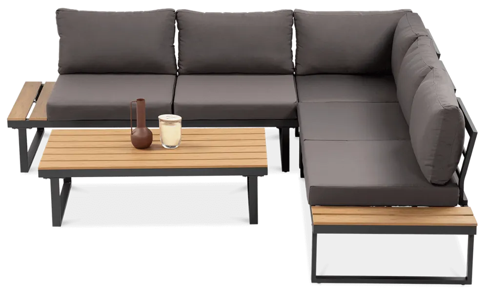 Narożnik ogrodowy modułowy EMERSON ze stolikiem ciemnoszary - FG003442