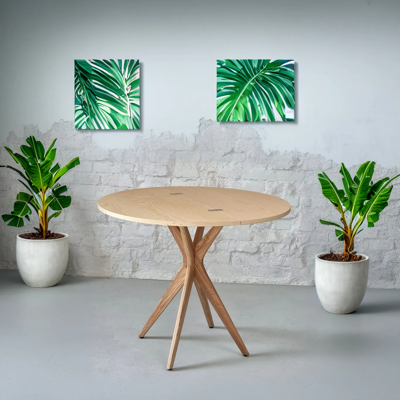 Stół półokrągły rozkładany JUBI śr. 90cm naturalny - RGBTJ_E_ASH