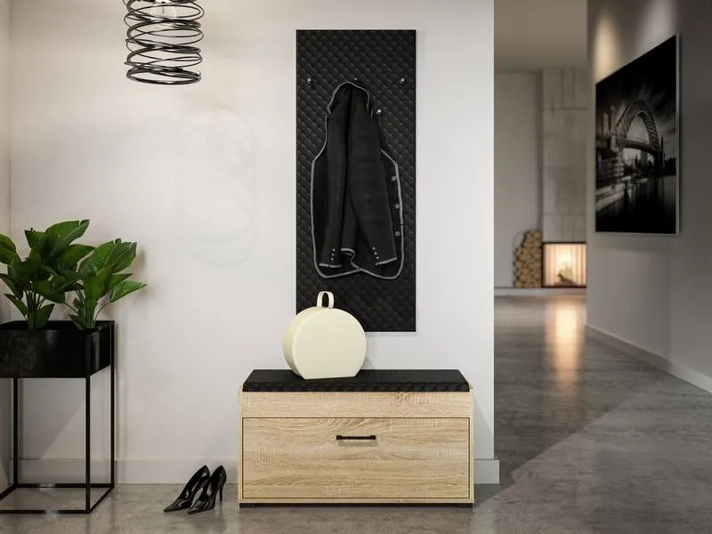 Wieszak ścienny tapicerowany Caro 19 Czarny 126x50 - 1CARO19-001