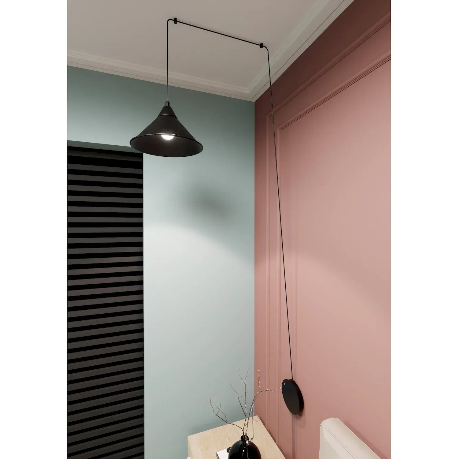 Lampa wisząca ABRAMO 1 z wtyczką do kontaktu czarna - 160/1