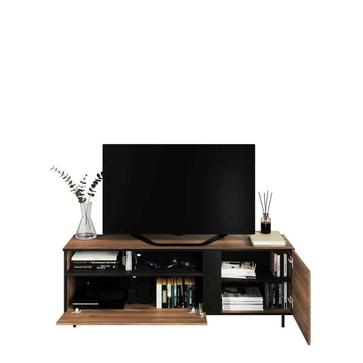 Szafka RTV Borga 03 dąb catania, czarna 155x55x41 - BG3DCC