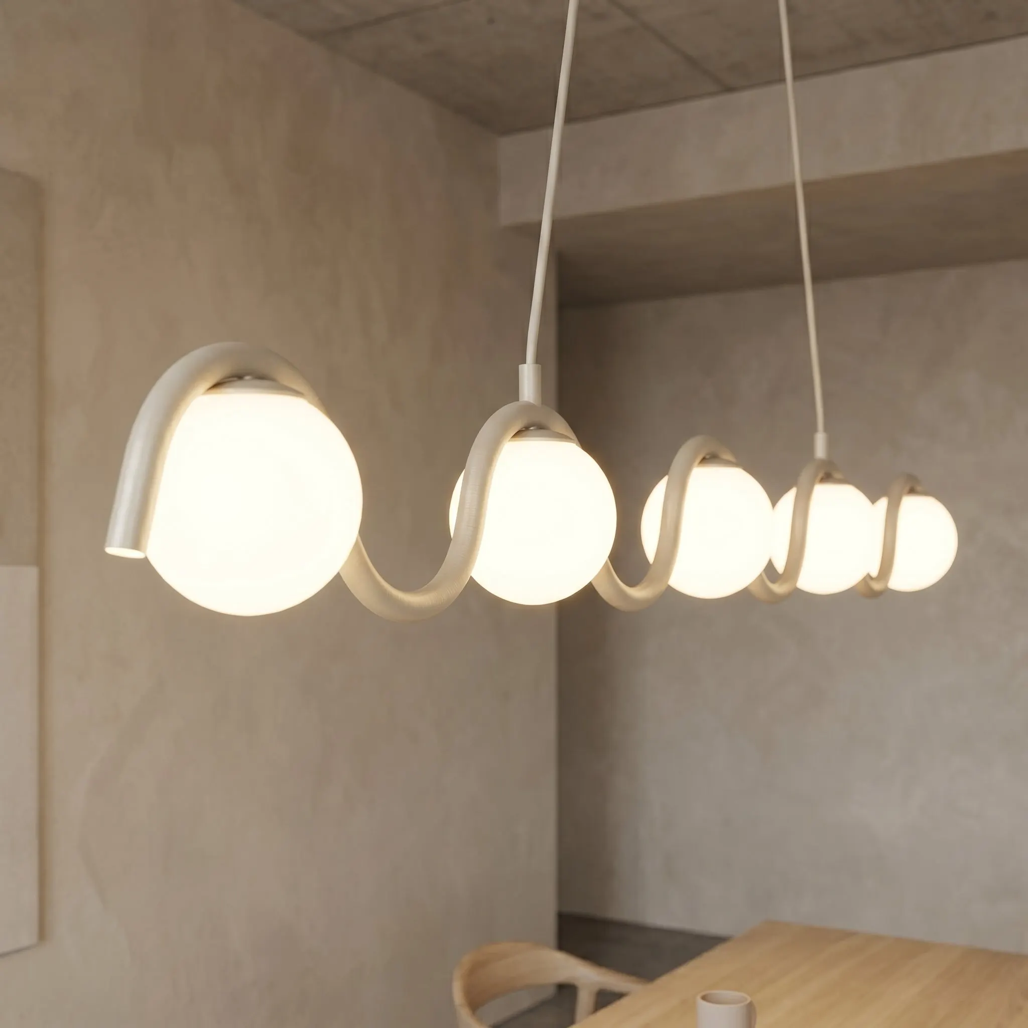 Falista lampa wisząca SINUS 5 beżowa - 1664/5