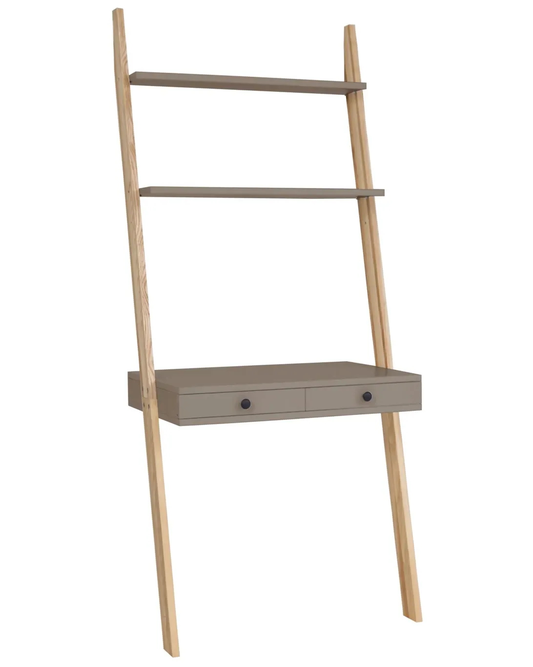 Biurko pionowe z szufladami i półkami LENO 79x183 brązowy blat/jesionowe nogi