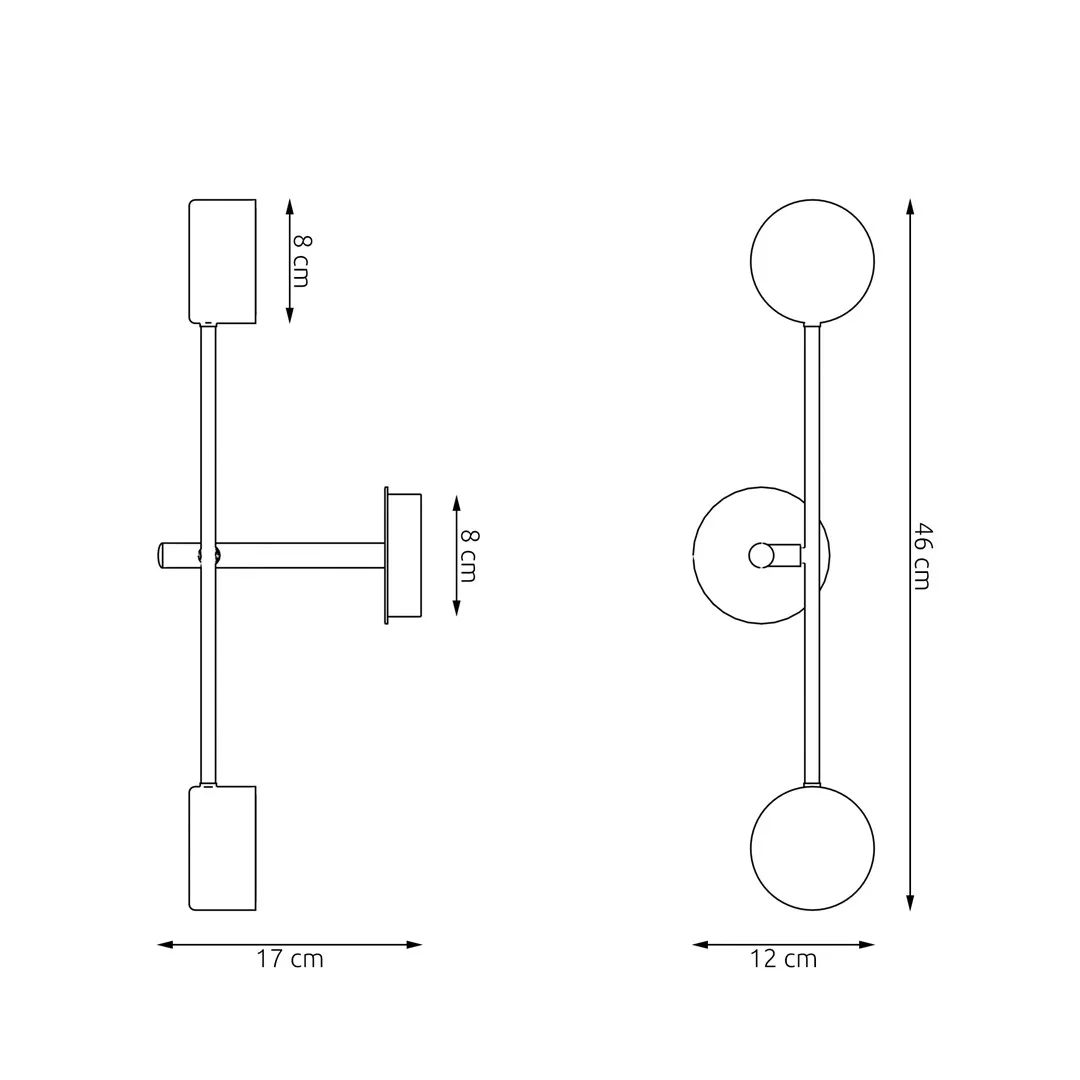 Kinkiet NATSU K2 BL czarny - 1444/K2