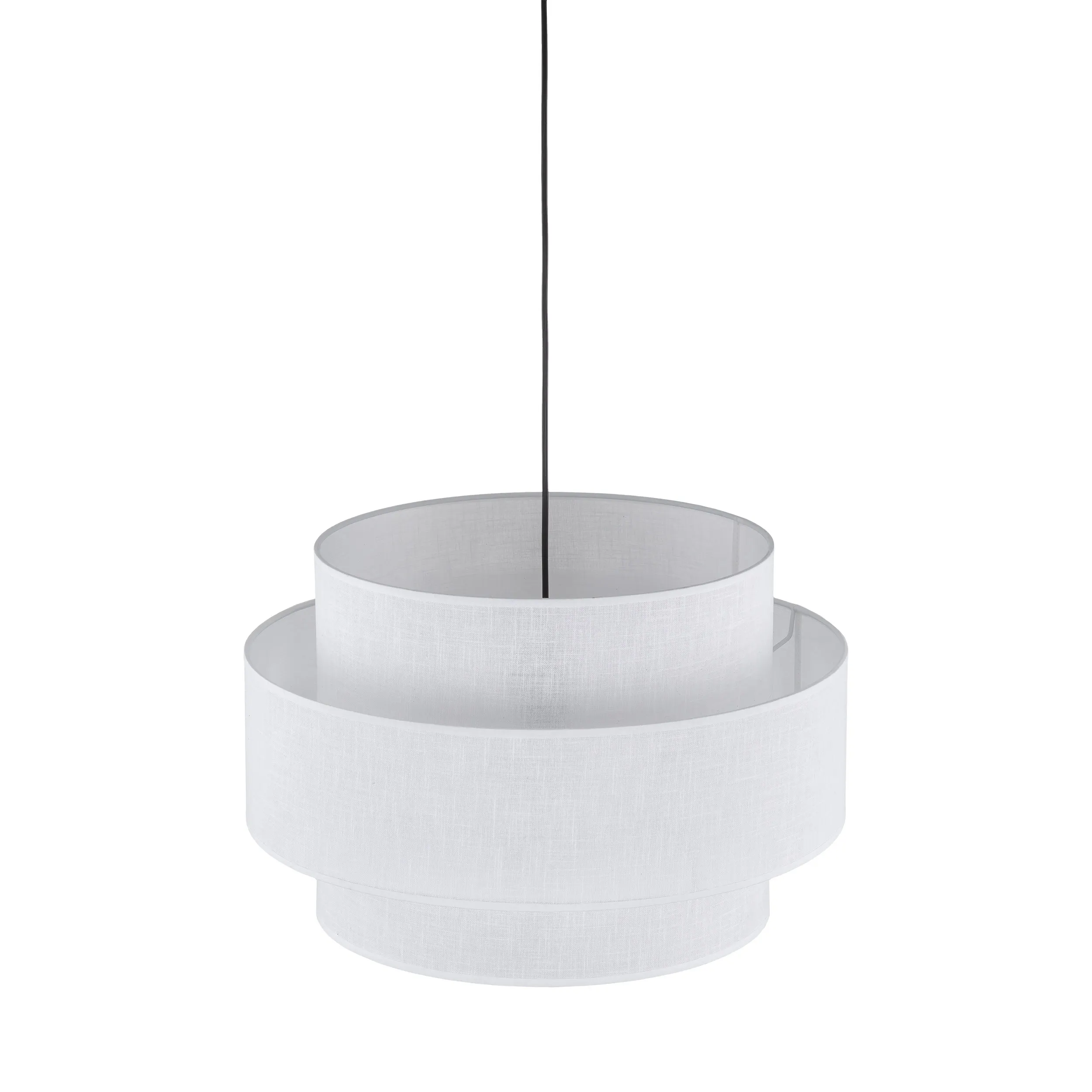 Lampa wisząca CALISTO biała z tkaniny na czarnej podstawie i przewodzie 160x50cm - TK_5095