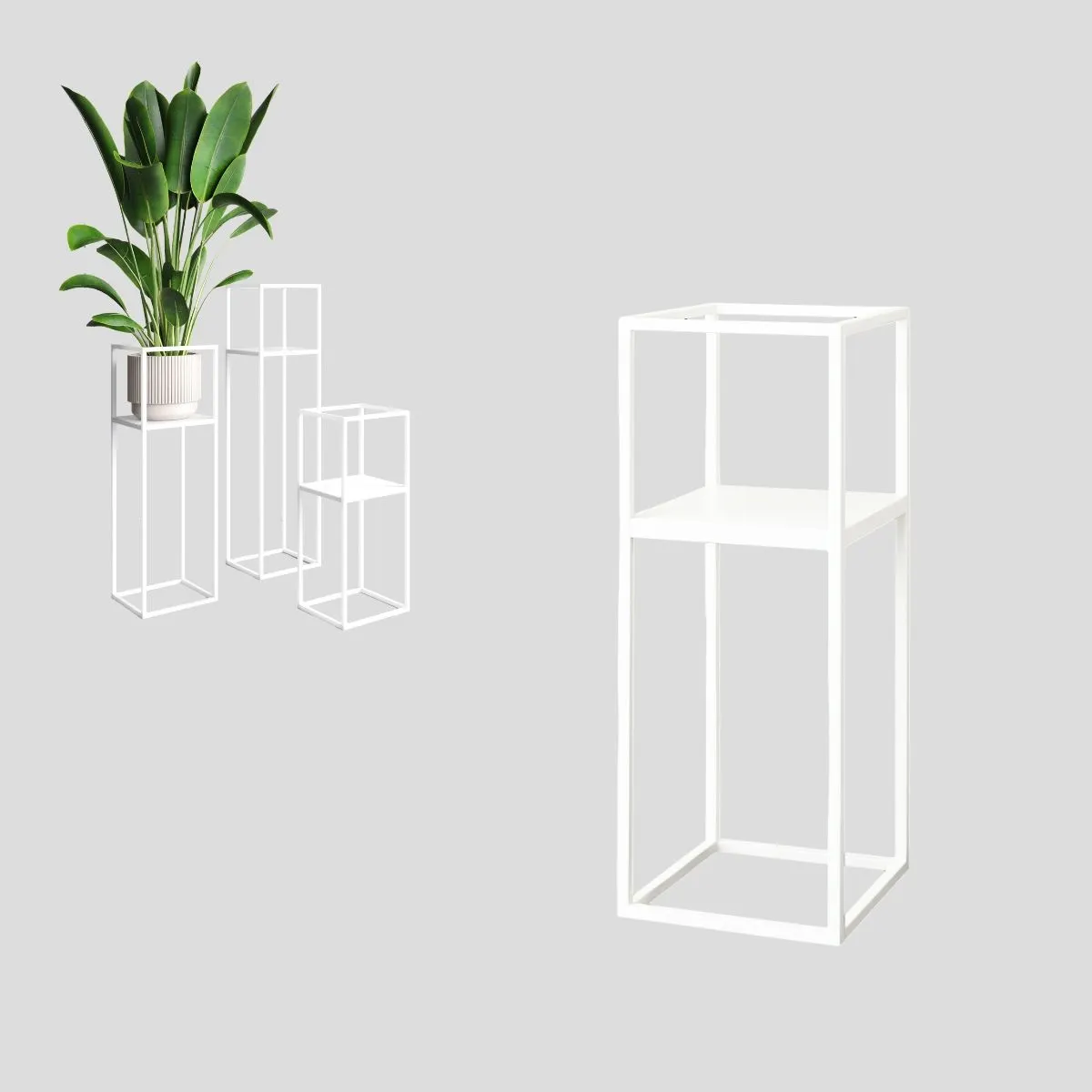 Kwietnik stojący metalowy LILLE S biały Roślina, Roślina doniczkowa, Słoik, plantator, Wazon