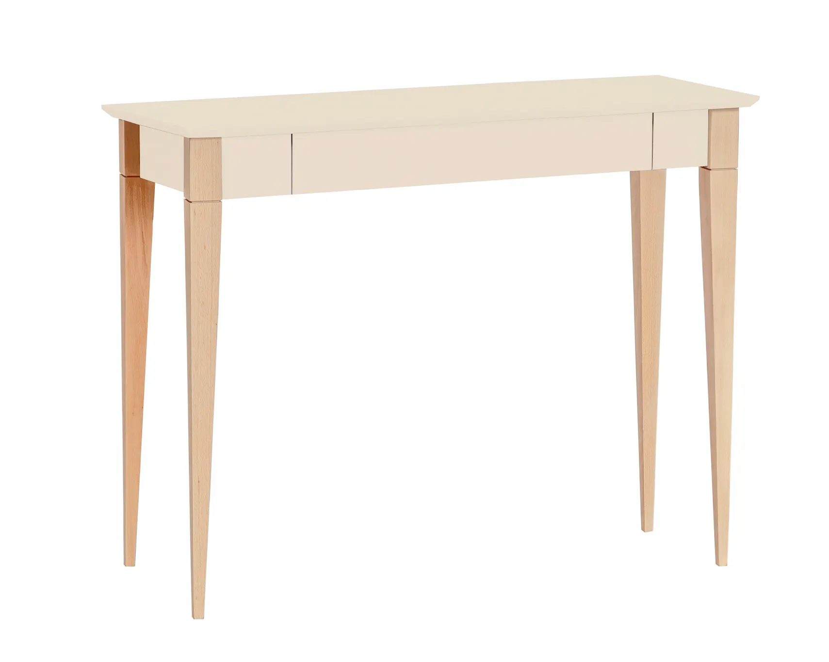 Biurko z szufladą 105x40 MIMO kremowy blat/drewniane nogi