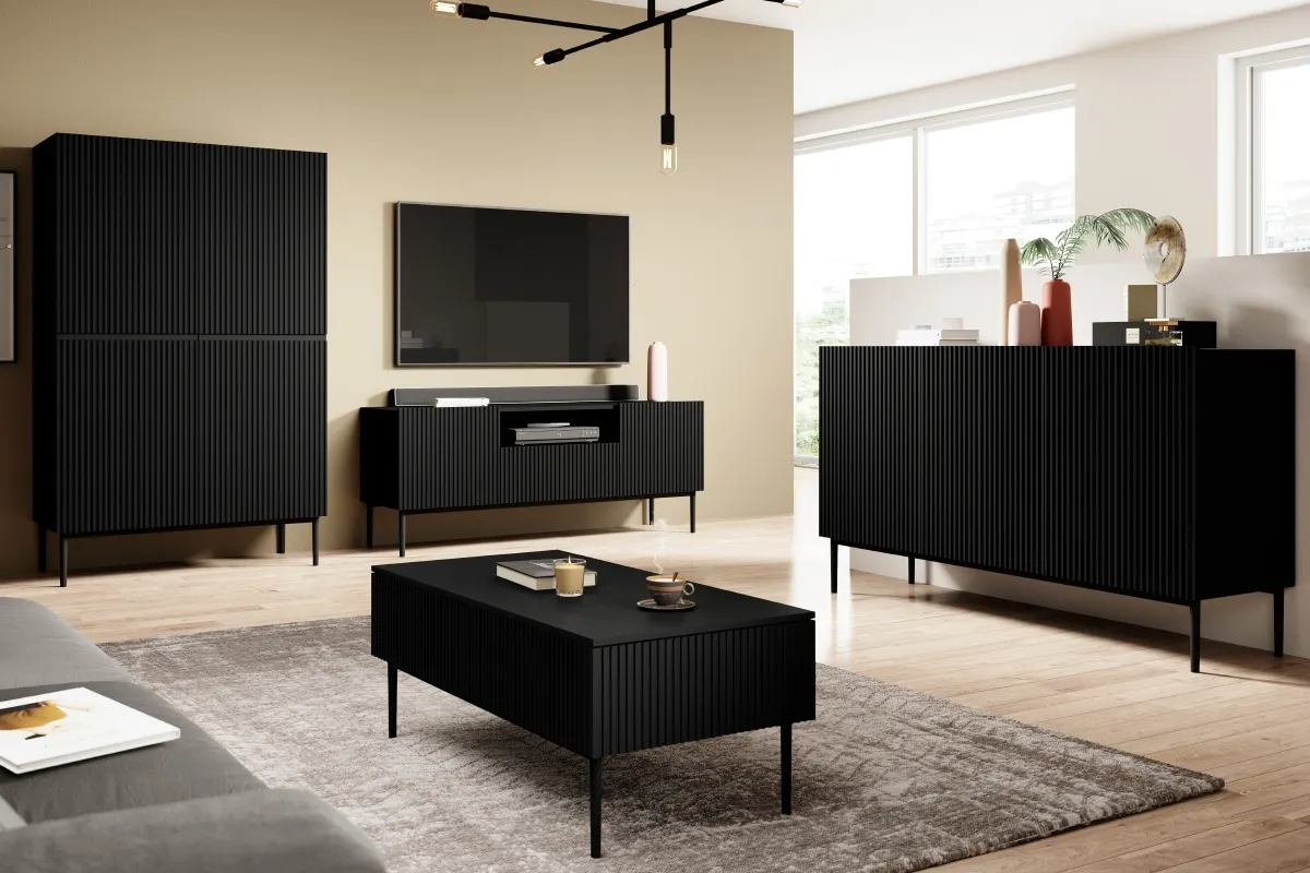 Ława NICOLE 120 z 2 szufladami - czarny mat - czarny stelaż - B_53331