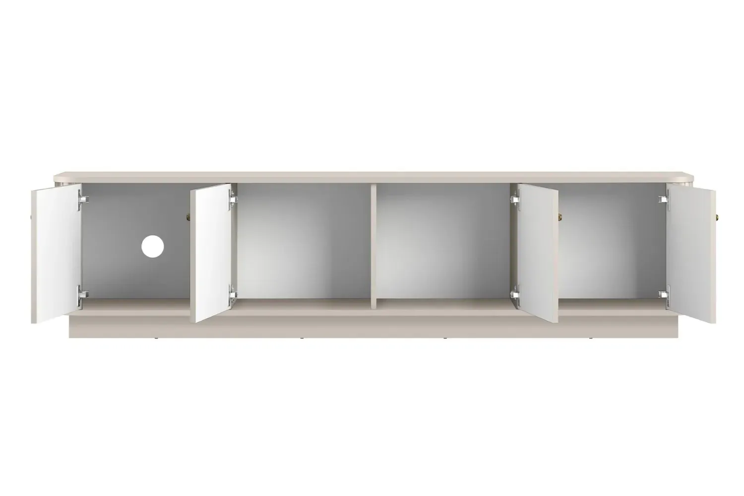 Szafka RTV 4-drzwiowa VESPER ryflowany front - cashmere złote uchwyty cokół - B_169451